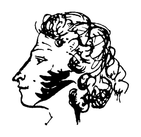 A.S. Pushkin self-portrait (1829) in vector — Stock Vector