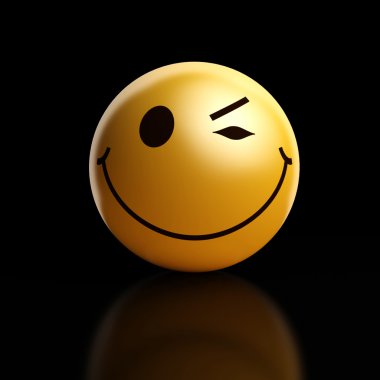 A winking smiley on a dark background clipart
