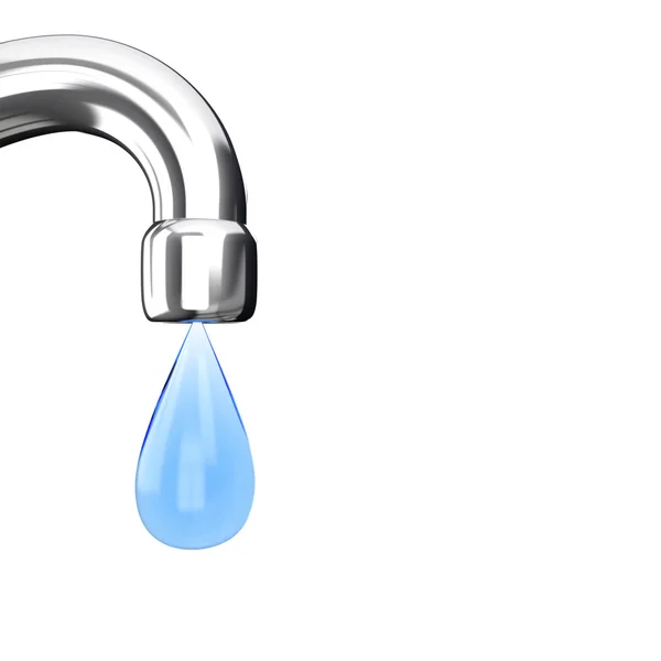 Ultima goccia d'acqua da un rubinetto metallico — Foto Stock
