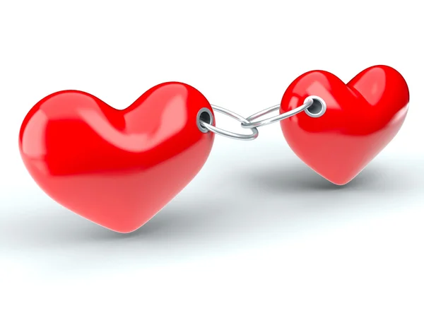 Dwa czerwone serca — Zdjęcie stockowe