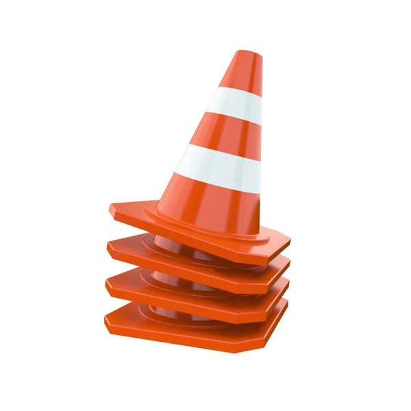 Cones de tráfego laranja isolado em um fundo branco — Fotografia de Stock