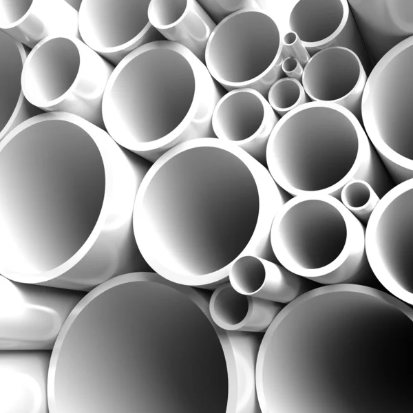Lot of folded steel pipes — Stock Photo, Image