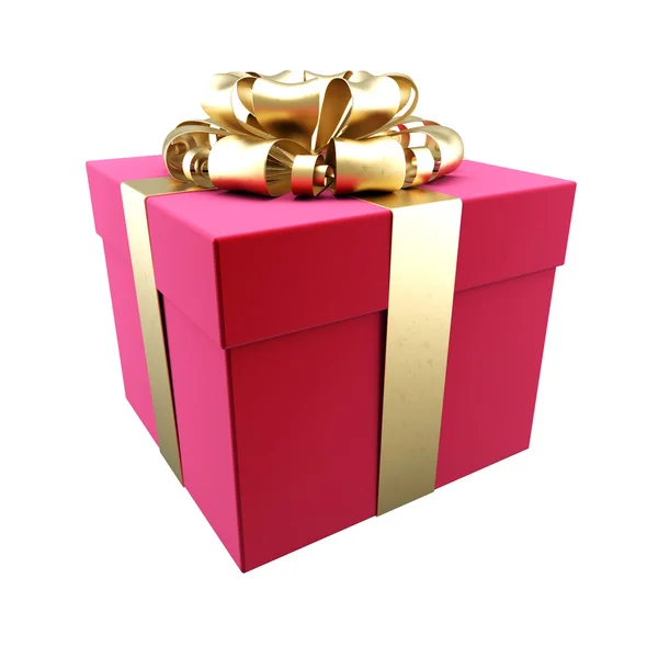 A box is wrapped around a gold ribbon — Stock Photo, Image