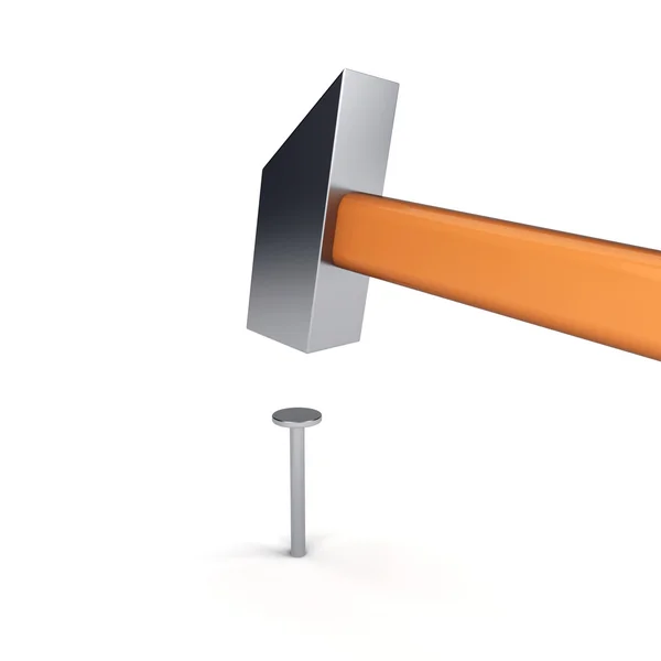 stock image Shiny hammer hitting the nail