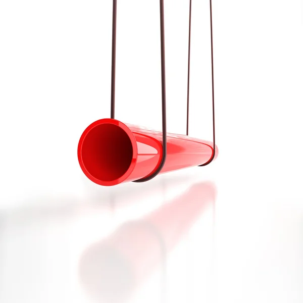 Tubo vermelho em cordas — Fotografia de Stock