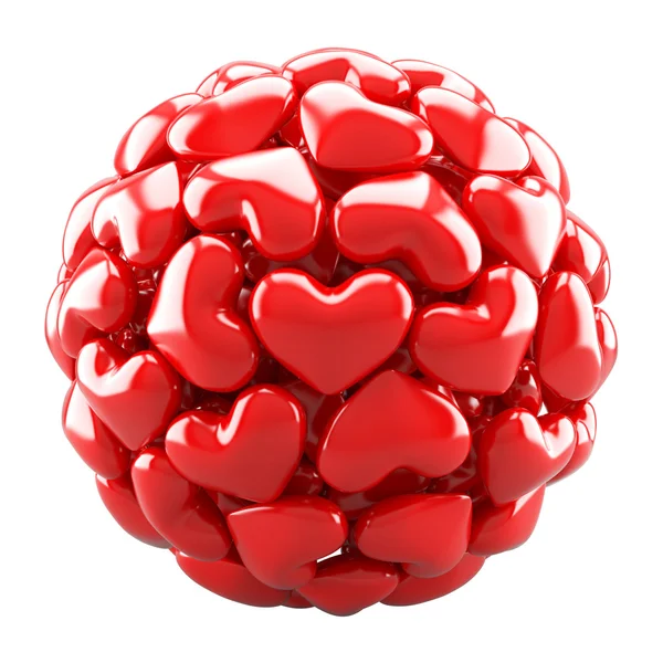 Ball aus roten Herzen — Stockfoto