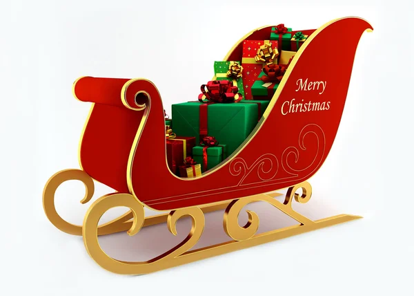 Weihnachtsschlitten mit Geschenken — Stockfoto
