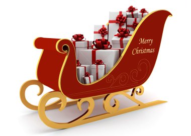 Christmas sleigh with white presents clipart
