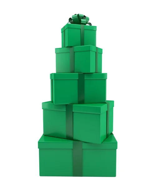 堆的绿颜色的礼品 — 图库照片