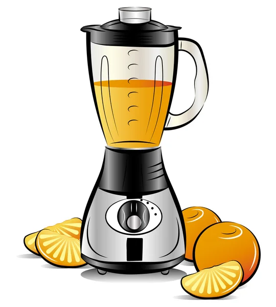 Drawing color kitchen blender with Orange juice — Stock Vector