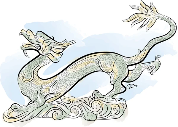 Vieux Dragon Traditionnel Chinois — Image vectorielle