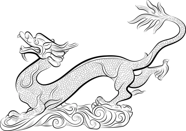 Old Chinese Traditional Dragon — Stock Vector