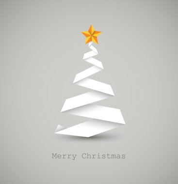 Simple vector christmas tree made from white paper stripe clipart