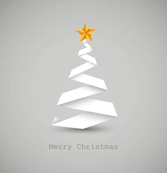 Albero di Natale vettoriale semplice realizzato in striscia di carta bianca — Vettoriale Stock