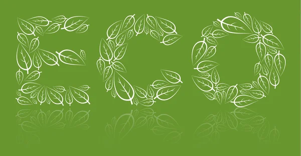 Eco lettering made from white leafs — Stock Vector