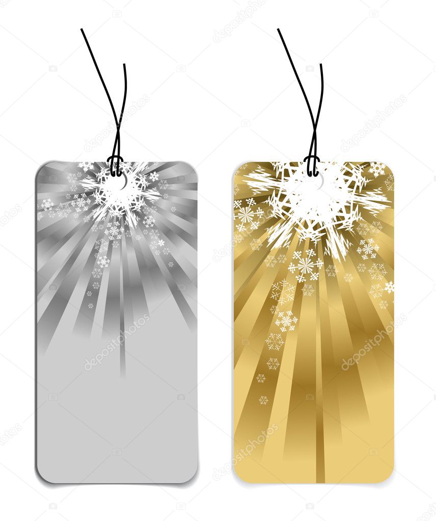 Christmas tags with snowflakes