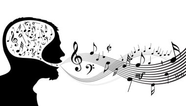 Music theme - head of the singer clipart