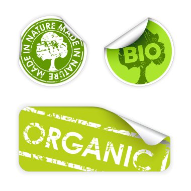 Set of labels with stamps for organic clipart