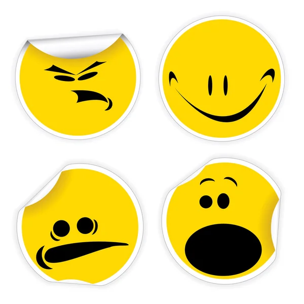 Set de etiquetas amarillas con sonrisas — Vector de stock