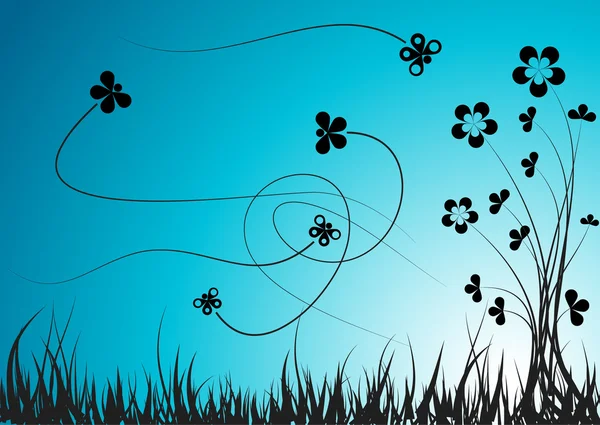 Silhouette fleur — Image vectorielle