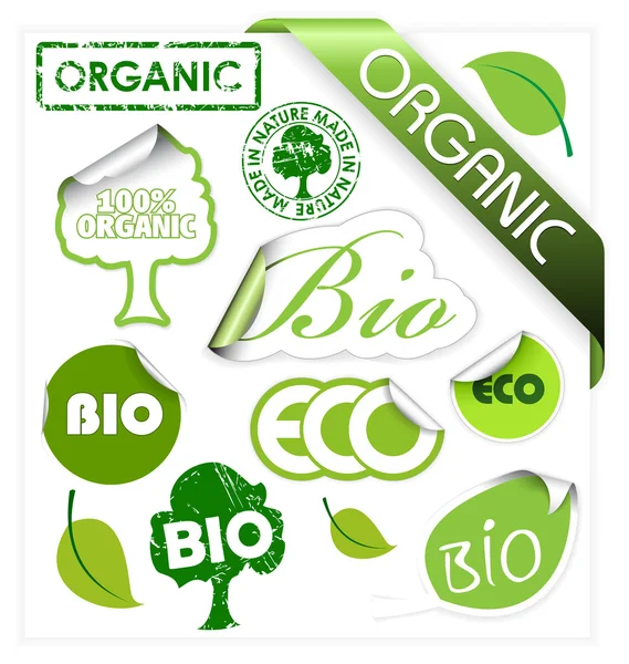 Набор био-, эко-, органических элементов — стоковый вектор