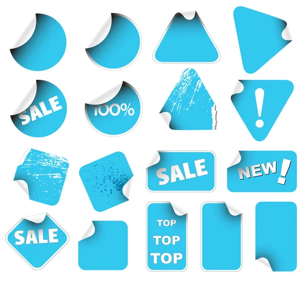 Ensemble d'étiquettes bleues insignes et autocollants — Image vectorielle