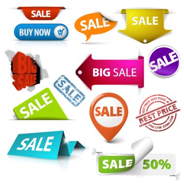 Vector Collection of colorful sale elements clipart