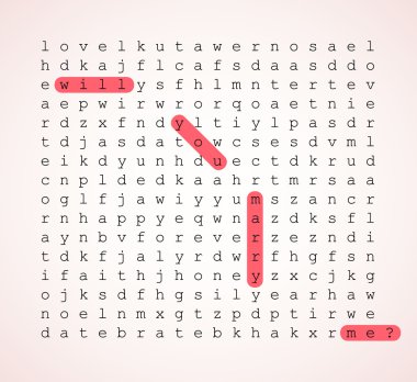 Wedding card - word search puzzle clipart