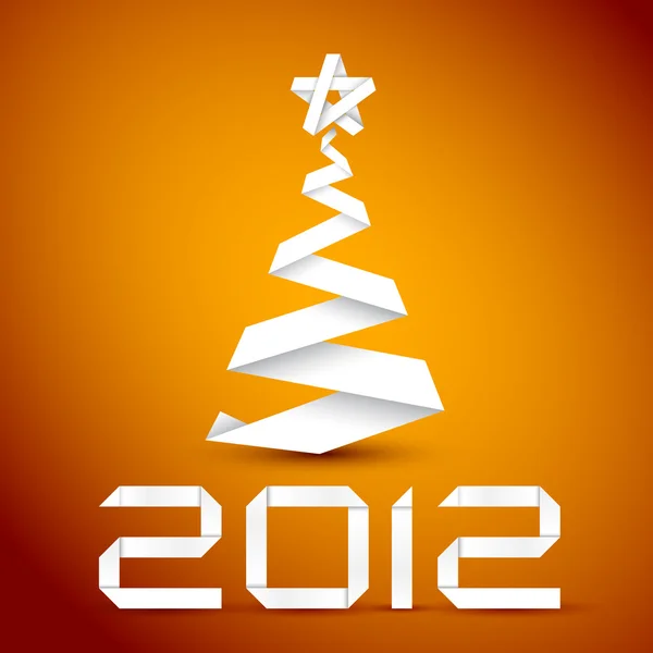 Beyaz kağıt şerit yapılan basit vektör Noel ağacı — Stok Vektör