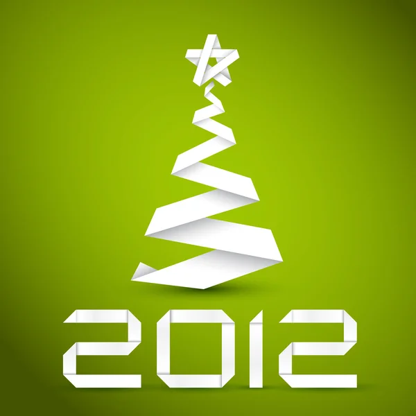 Beyaz kağıt şerit yapılan basit vektör Noel ağacı — Stok Vektör
