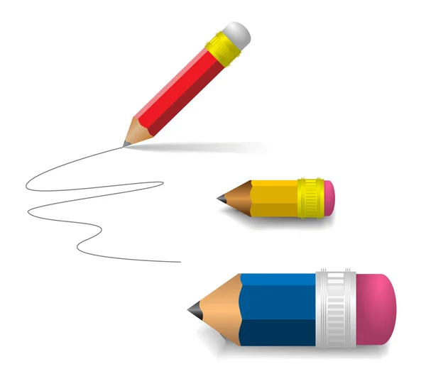 Olika pennor på vitt papper — Stock vektor
