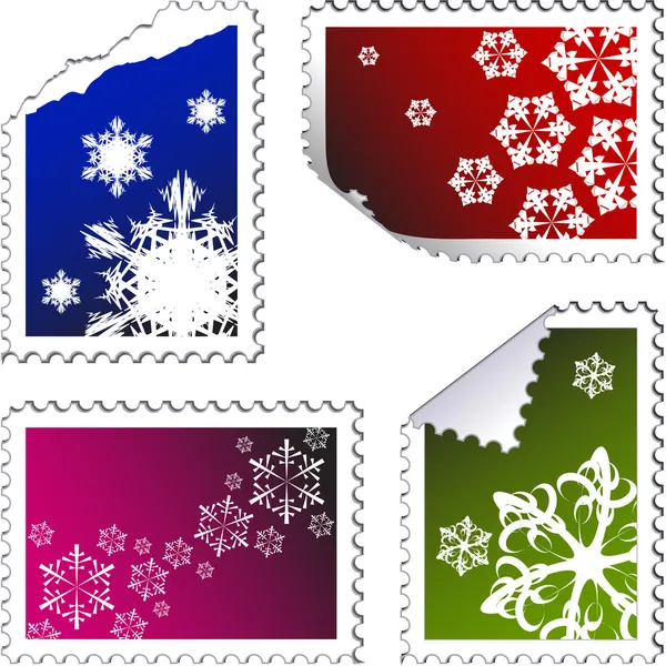 크리스마스 포스트 우표의 세트 — 스톡 벡터
