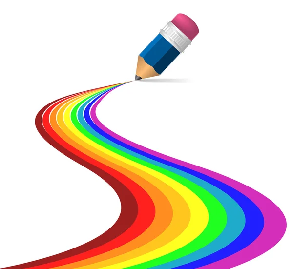 抽象的な虹のカーブの鉛筆によって作ら — ストックベクタ