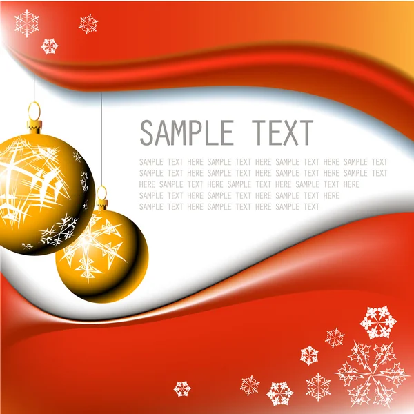 Ampoules de Noël dorées avec flocons de neige — Image vectorielle