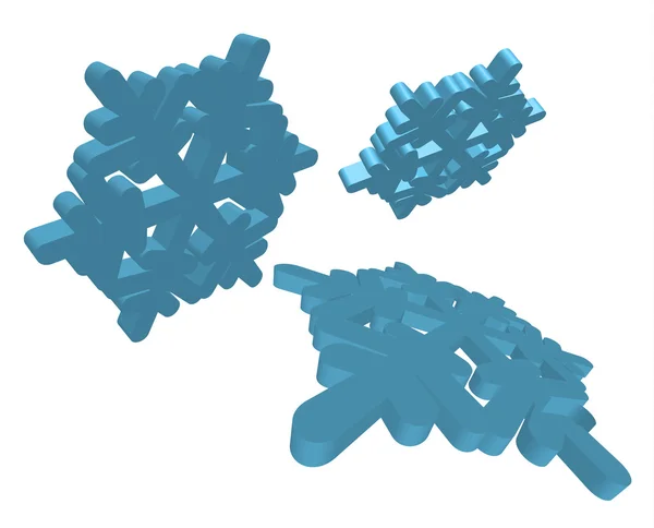 3D snowflakes — Stock Vector