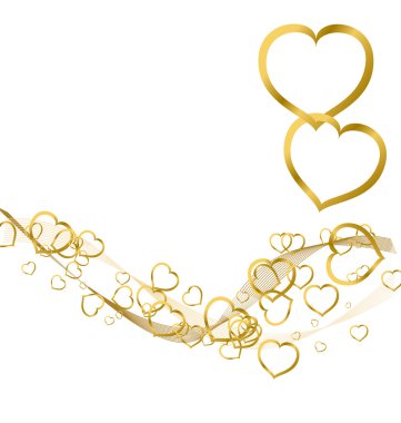 Background with golden hearts clipart