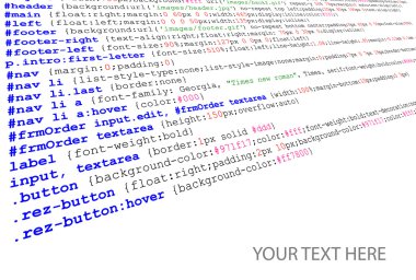 Stylesheet source code listing clipart