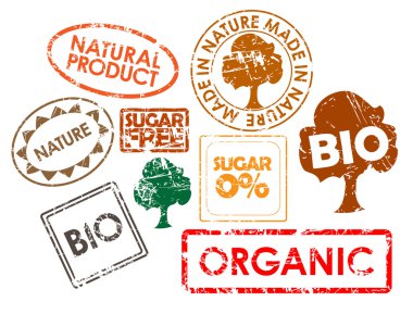 Set of stamps for organic food clipart