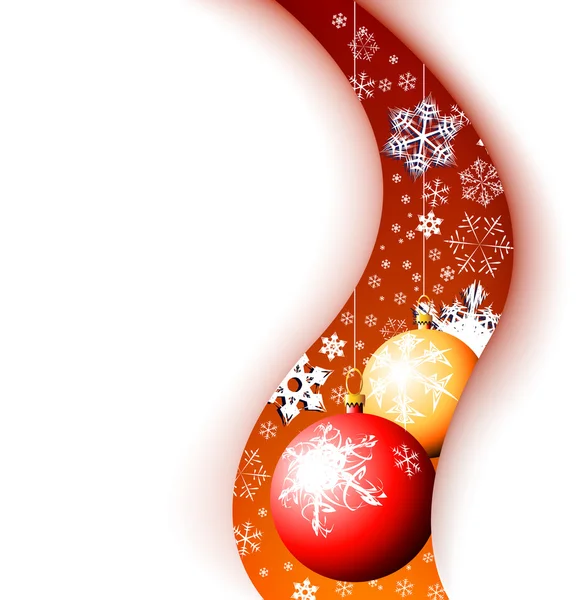 Karácsonyi üdvözlőlap - hópelyhek és izzók — Stock Vector