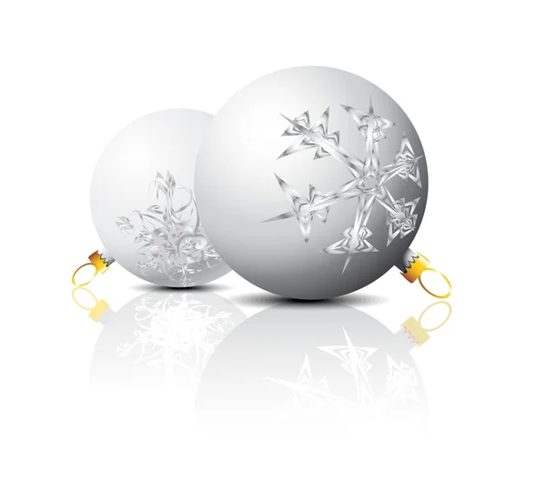 Белые рождественские луковицы со снежинками — стоковый вектор
