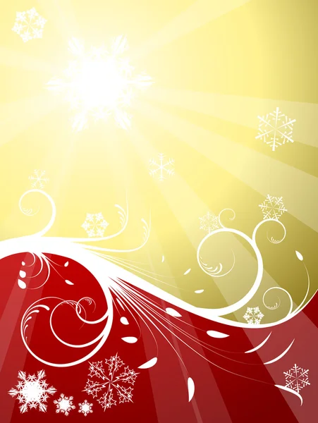 Röda och gyllene jul bakgrund — Stock vektor