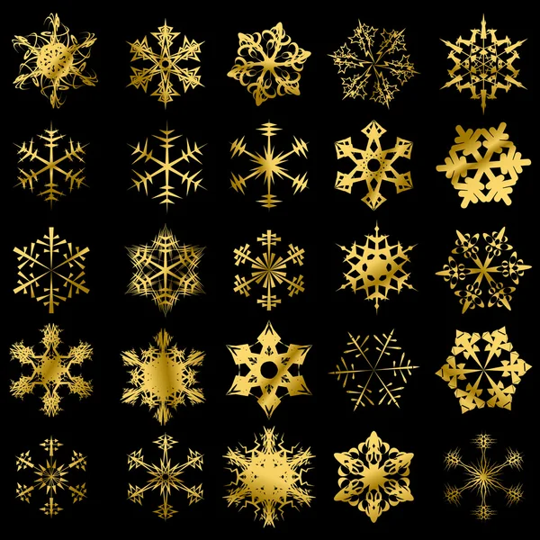 Golden snowflakes — Stock Vector