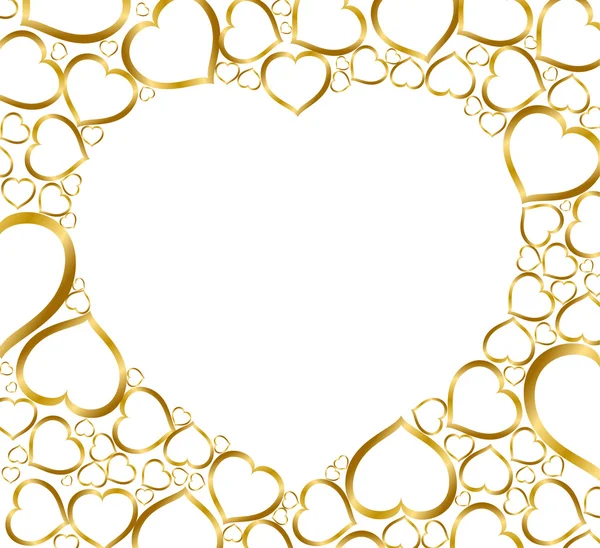 Bakgrund med gyllene hjärtan — Stock vektor