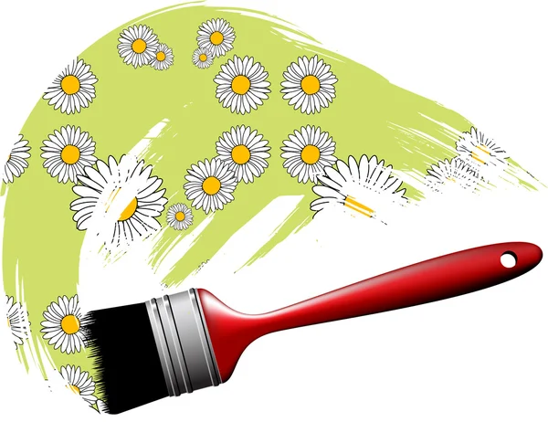 Paintbrush making flower pattern — Stock Vector