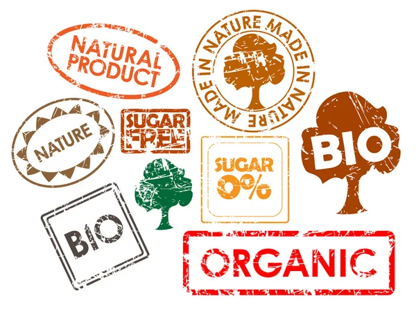 Set di francobolli per alimenti biologici — Vettoriale Stock