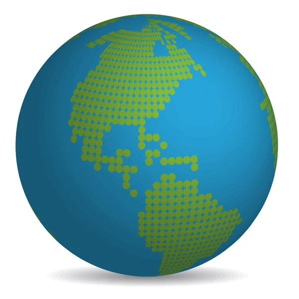 Globo con continenti fatti di cerchi — Vettoriale Stock