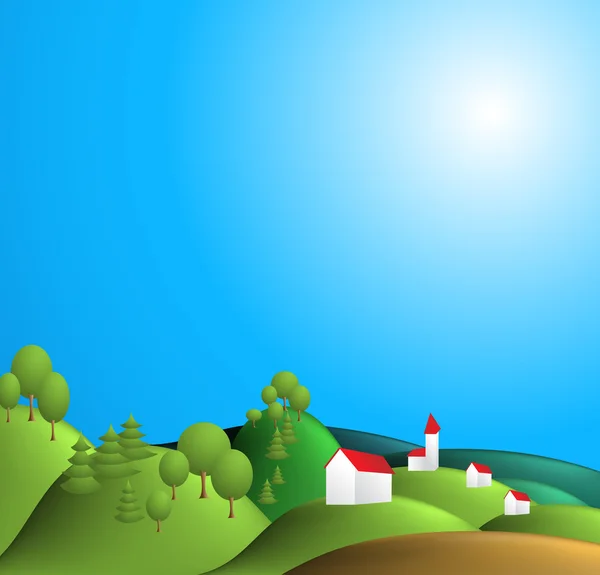 Rural landscape illustration — Stock Vector