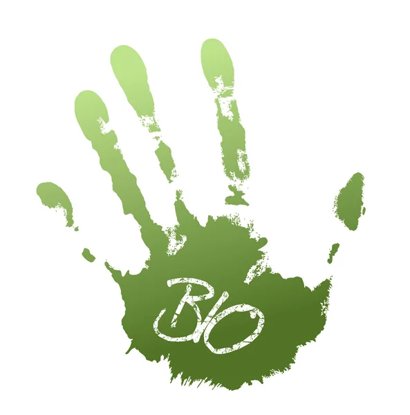 手の緑の印刷 — ストックベクタ