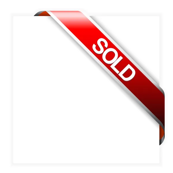 Red corner ribbon for sold items — Stock Vector