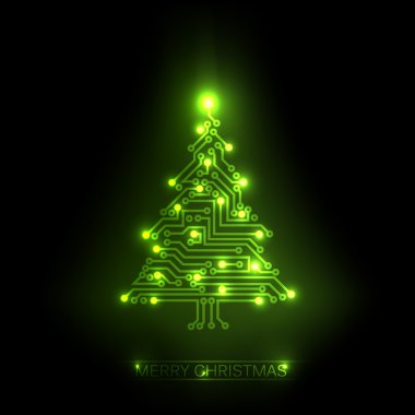 Vector christmas tree from digital circuit clipart